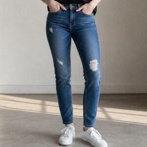 Kensie Knockout Skinny Mid Rise Women's Jeans Size 8/29 Blue Distressed‎ Denim